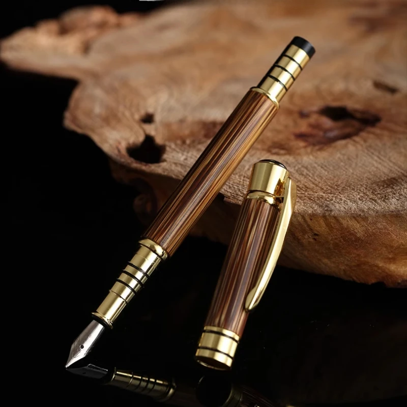 

Golden Silk Deluxe Bamboo Pen Fountain Pen Iridium Gold EF 0.38mm Nib Ink Pen Office School Supplies Collection Stationery Gift