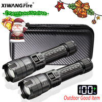 High Strong Power Led Flashlights 2000LM Tactical Torch with Display Light Rechargeable Camping Fishing Emergency Zoom Lantern