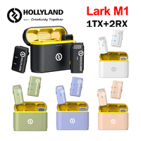 Hollyland Lark M1 Duo Wireless Microphone with Charging Case 600ft Mini Lapel Mic Audio Video Recording Pink White Green White