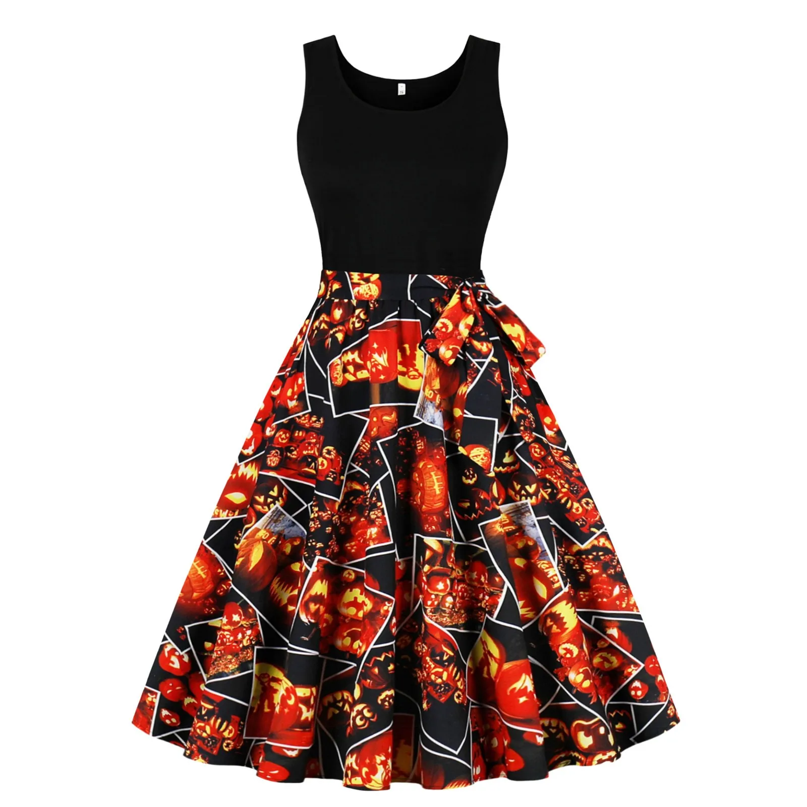 

Halloween Dresses For Women Vintage Gothic Pumpkin Printed Strapless Princess Long Dresses Slim Belt Waisted Cocktail Maxi Dress