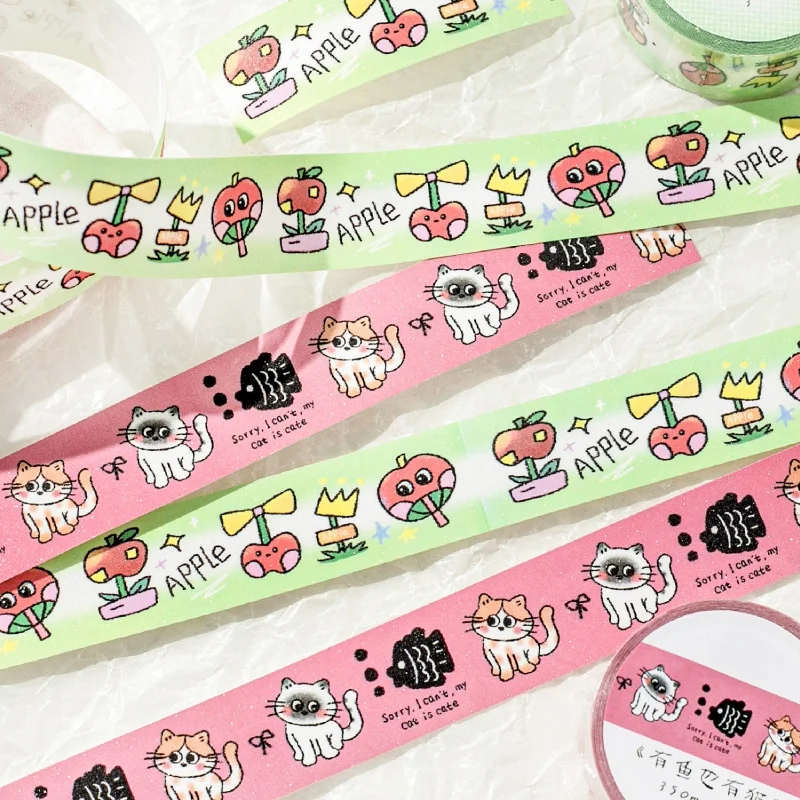 36pcs/lot 20mm*2M Kawaii Apple Cat Dog Tape Creative Scrapbooking Diary Adhesive Masking Tape Stationery Gift