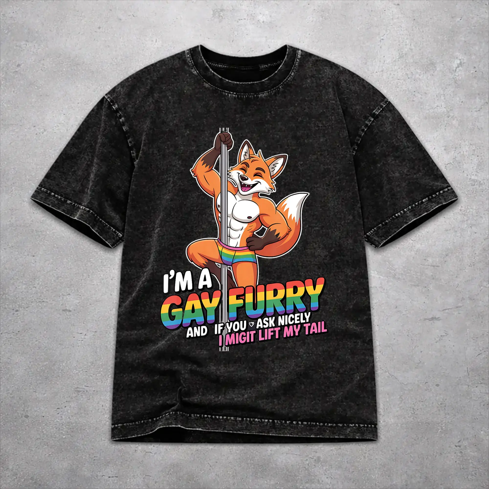 I`M A Gay Furry and If You Ask Nicely I Might Lift My Tail  T Shirt Washed T-Shirts  Novelty for Men Women Streetwear