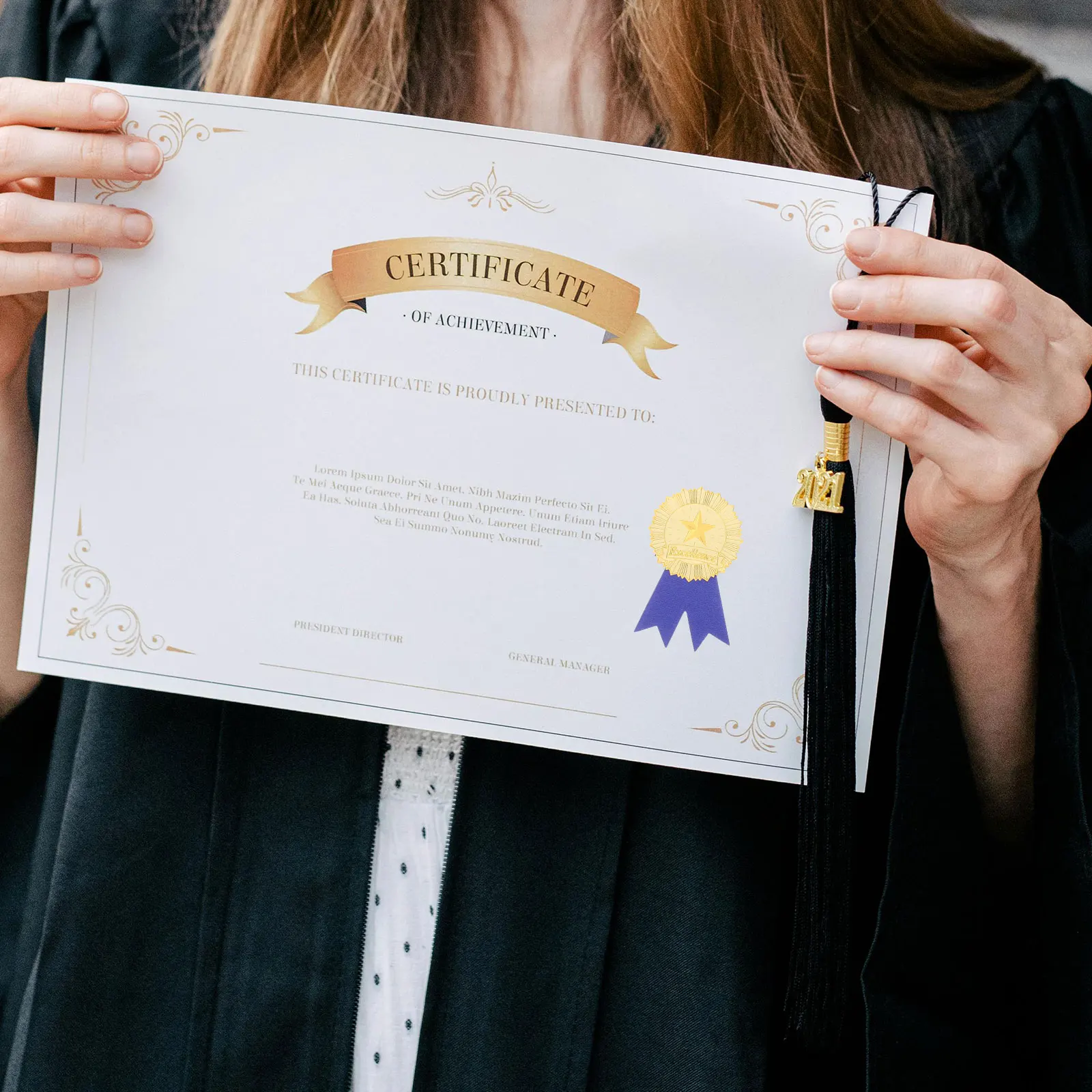 

36 Sets Certificate Accessories Stickers Blue Ribbon Diploma Seals Award Medals certificate medal sticker sealing