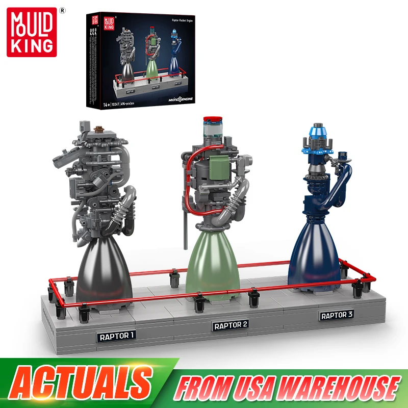 

Mold King 10247, технический автомобиль, двигатель, игрушки, ракетный двигатель Raptor, строительный блок в сборе, набор кирпичей с двигателем, детский рождественский подарок
