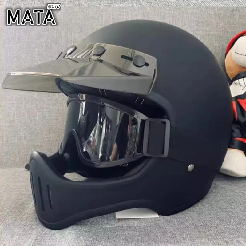 Mekkcens Japanese Style Small Helmet Cruise Helmet Retro Fiberglass Motorcycle Scooter Fiberglass Four Season Space Full Helmet