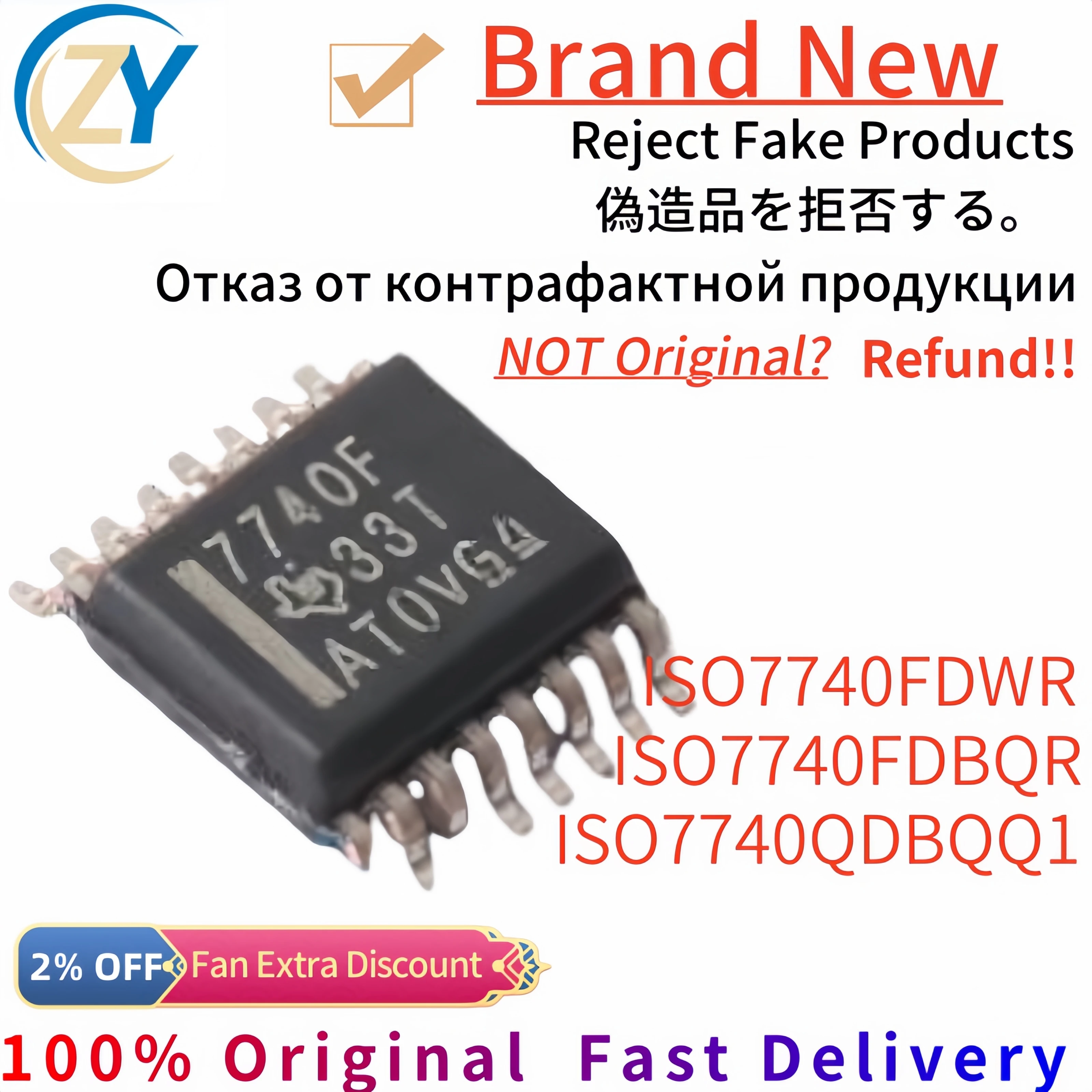 

(2pcs) ISO7740 ISO7740FDWR Digital Isolators ISO7740QDBQQ1 ISO7740FDBQR Interface 100% Original & In Stock
