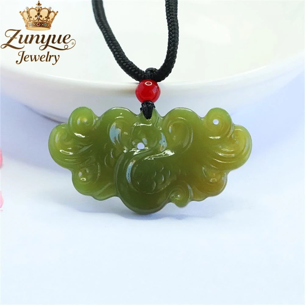 

High-End Natural Hetian Jade Phoenix Lucky Pendant Luxury Quality Fashion Fine Jewelry Exquisite Elegant Charms Popular Young
