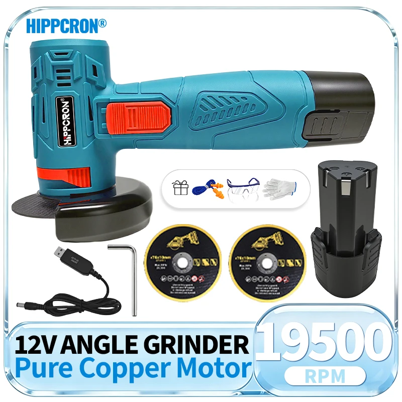 Brushless Angle Grinder Battery Powered - Hippcron 19500 RPM 전기 휴대용 앵글