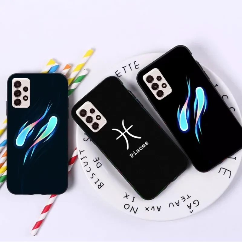 Pisces Astrology Smart Phone Case for Samsung A91 A81 A73 A72 A71 A30S A20 A12 A13 A52 A53 4G 5G Black Soft Phone Cover Funda