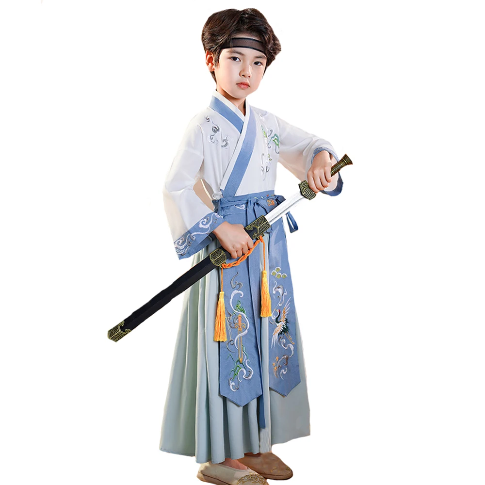 

Boys Classical Hanfu Dress Kids Traditional Chinese Costume Folk Ancient Outfit Embroidered Tang Suit Halloween Cosplay Costume