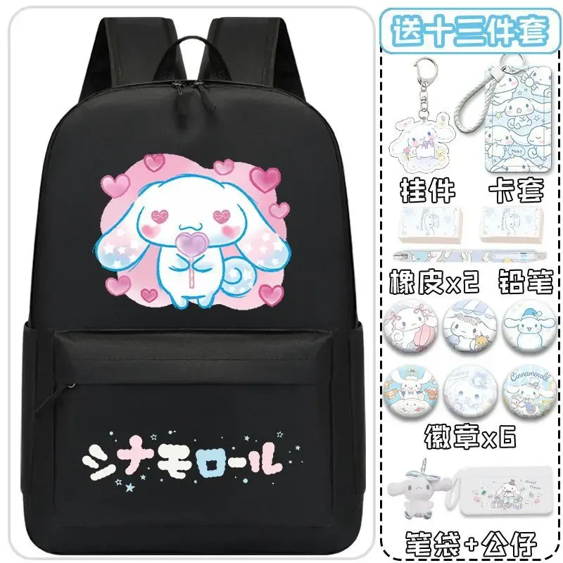 Sanrio Cinnamoroll Mochila Escolar Babycinnamoroll para Mulheres, Estudante Bonito, Mochila Dupla, Grande Capacidade, Simples e Durável