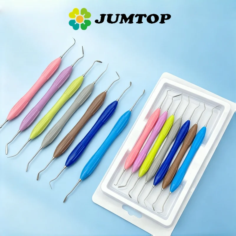 

JUMTOP 7Pcs/Set Dental Composite Resin Filler Double Head Resin Filling Spatula Set Restoration Dentist Tools