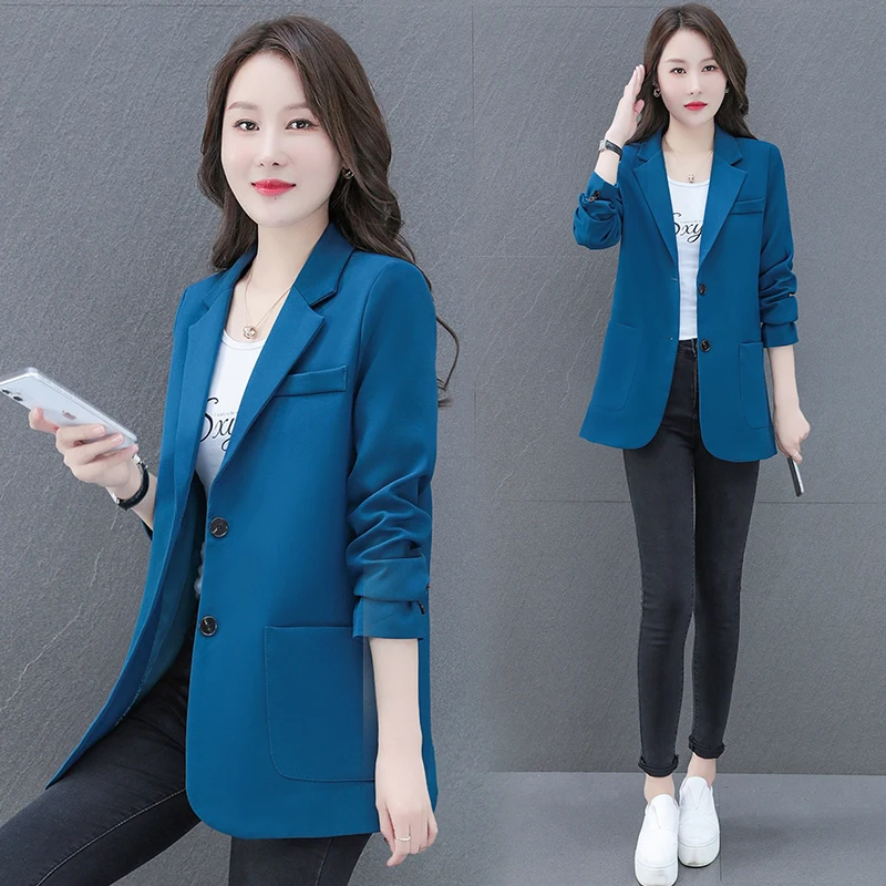 

Korean Sle plus Size Women's Spring Autumn New Casual Faion Suit Jaet Leisure Vintage Top West Clothing Commute Sle