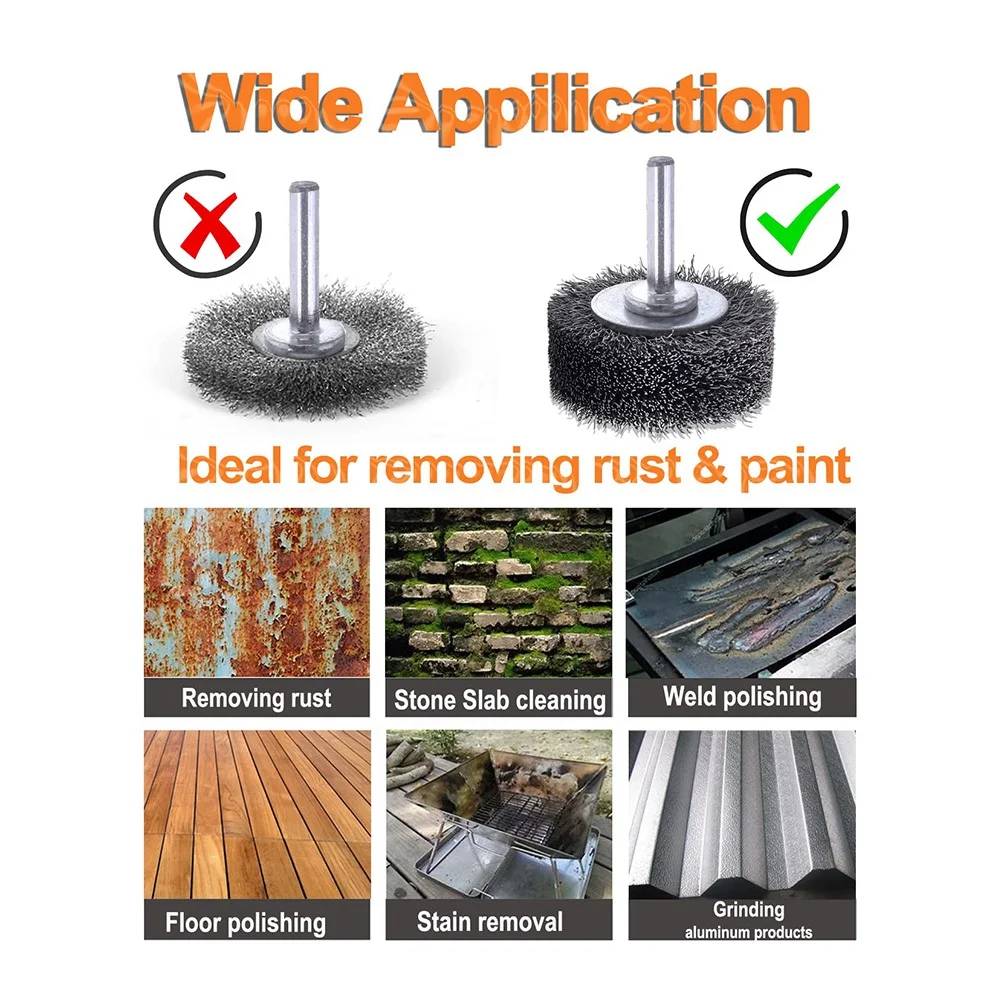 Top Sale Wire Wheel Brush For Drill Attachment, 2 Inch Removal Paint Rust 0.0118 Inch Carbon Steel Wire 1/4 Inch Shank 20000RPM