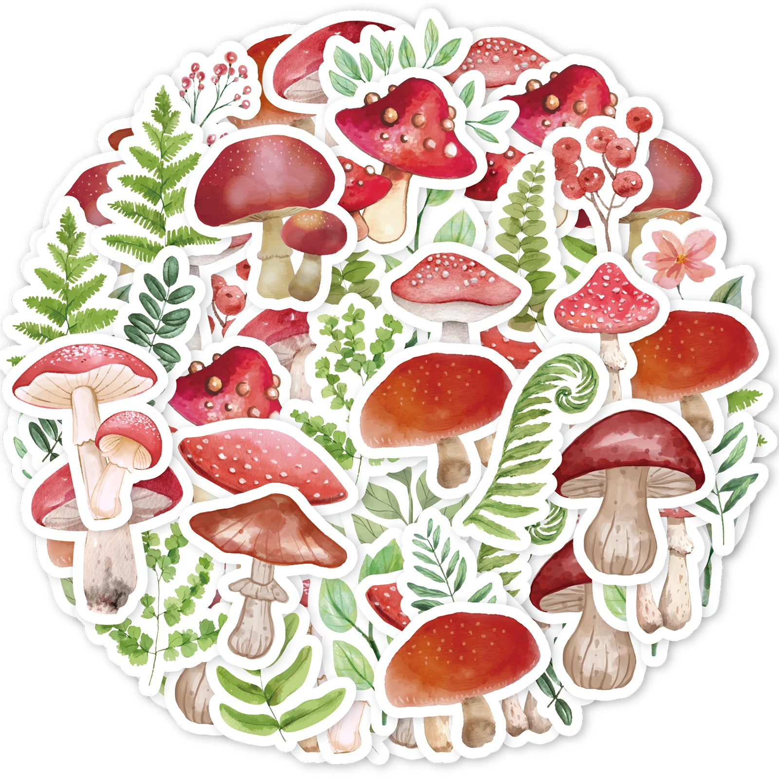 46pcs Cute Forest Mushroom Pattern Stickers for Notebooks, Water Bottles, Decorations, Phone Cases, Luggage, Kids Stickers