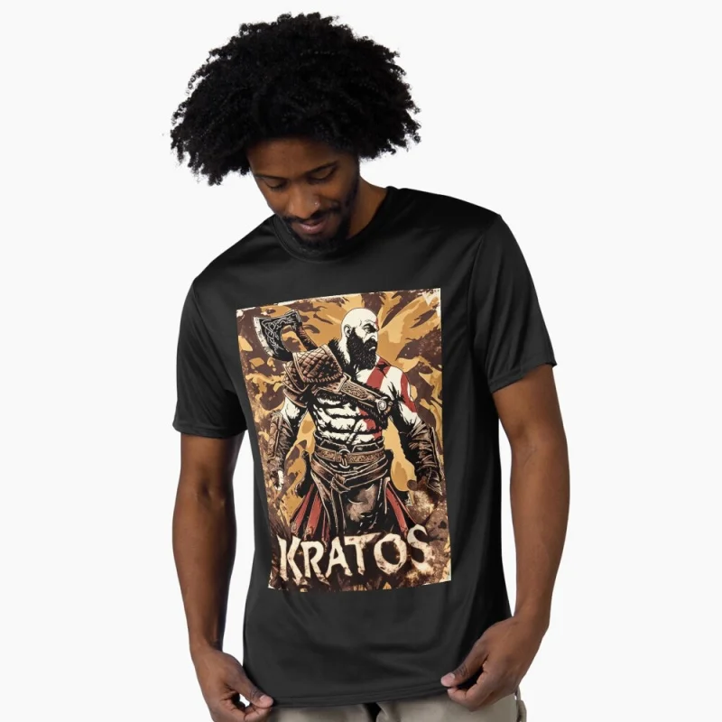 

Retro Kratos God of War Videogame Gift T-Shirt Vintage Spartan warrior Graphic Clothes 0401 100% cotton printed Large size Tops