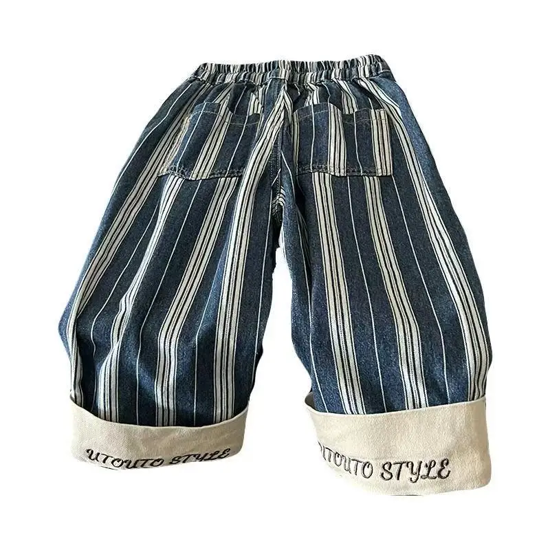 Children's Pants Spring and Autumn 2026 New Style Boys' and Girls' Flared Striped Jeans Loose Casual Pants