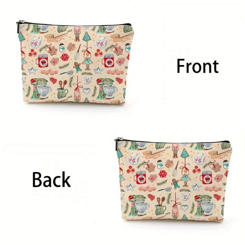 Un sac à cosmétiques coloré à motifs de noël – jolie pochette multifonctionnelle à fermeture éclair pour femmes, sac de rangement de bijoux