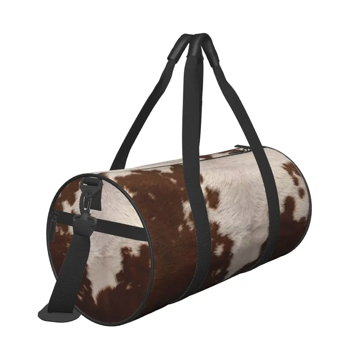 أنيق البقرة الفراء جلد البقر الملمس جلد البقر طباعة نمط كبير واق من المطر حقيبة قاعة رياضة مقاوم للماء واق من المطر حقائب السفر حقائب اللياقة البدنية