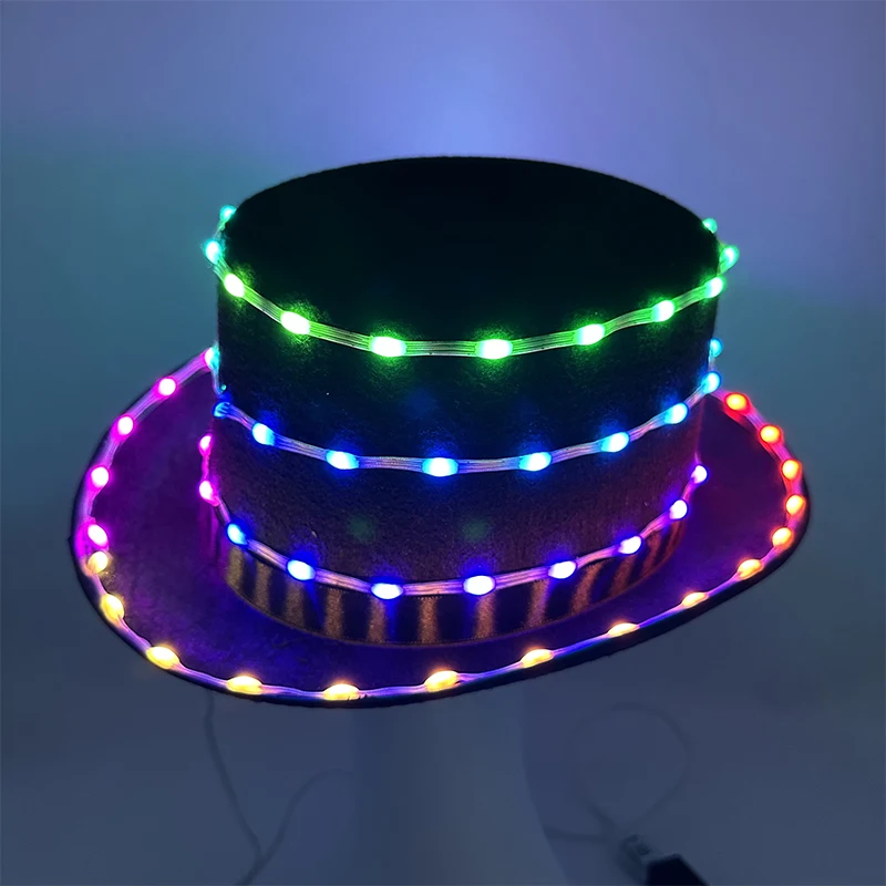 패션 발광 네온 캡 LED 라이트 업 힙합 모자 창의적인 재즈 의상 액세서리 바 클럽 DJ 댄스 발광 플래싱 용품