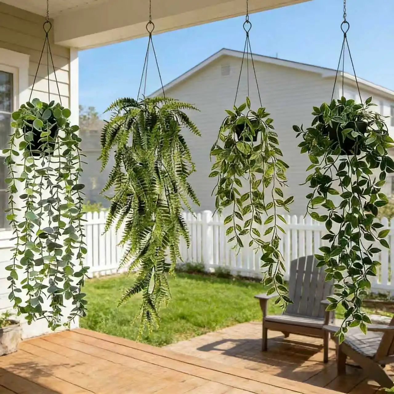 4pcs Hanging Greenery Set - Mandala Eucalyptus Artificial Flowers, Realistic Fake lvy Vine, Plastic Indoor/Outdoor Hanging Decor
