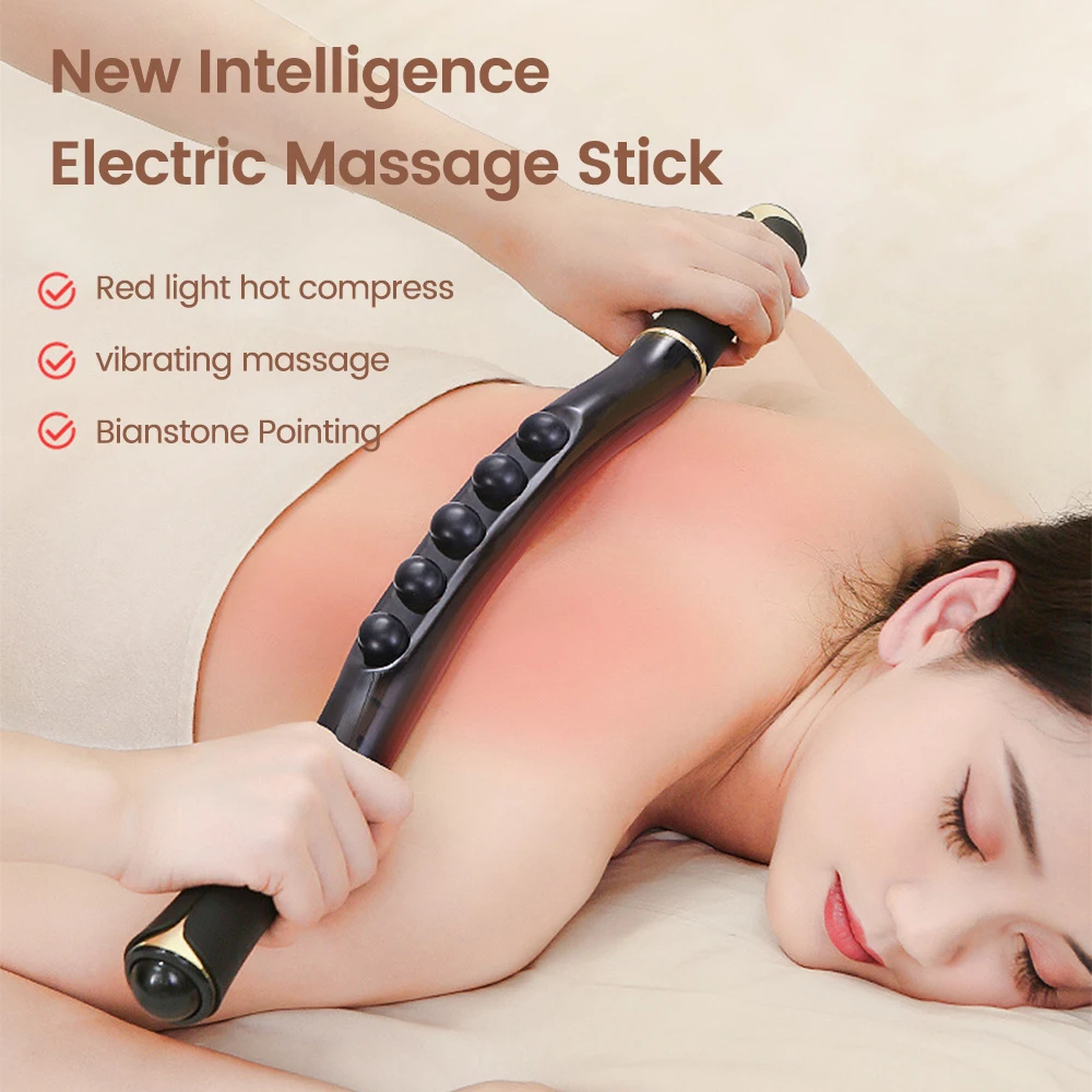 

Electric Guasha Massage Stick Hot Stone Vibration Red Light Heating Scraping Trigger Point Therapy Muscle Release Anti Cellulite