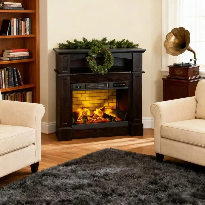 

Электрический камин с каминной каминкой, отдельно стоящим обогревателем и светодиодным эффектом пламени для уютного тепла дома