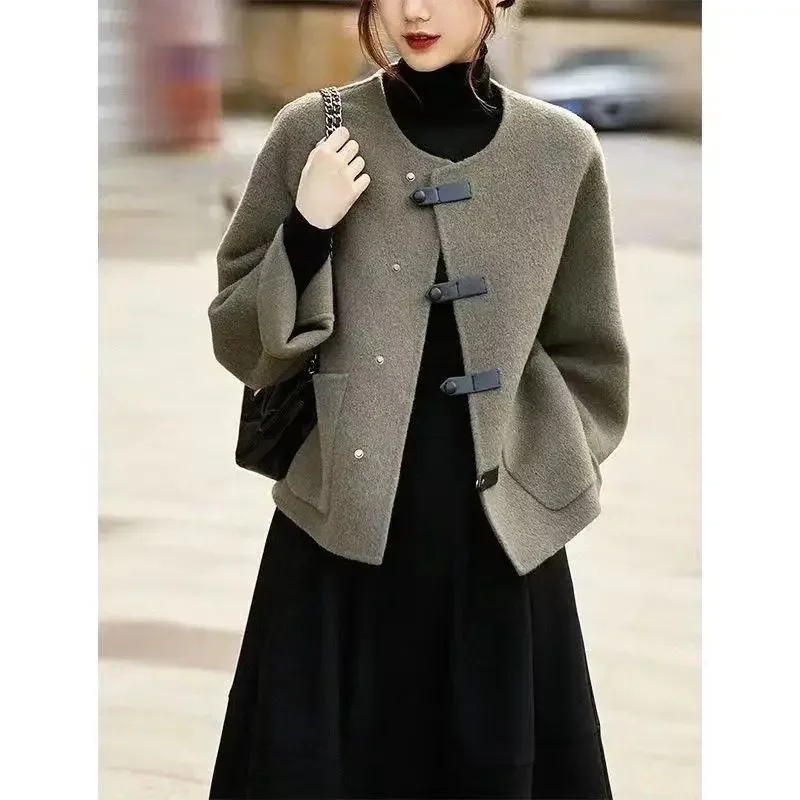 Light and Elegant Series Loose Temperament Slimming Short Coat Women's Autumn and Winter New Style Solid Color Woolen Jackets