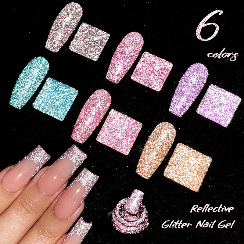 ミートアクロス 7 ミリリットル反射グリッタージェルマニキュア派手な効果半永久ソークオフ UV ジェルネイルアートワニスマニキュア