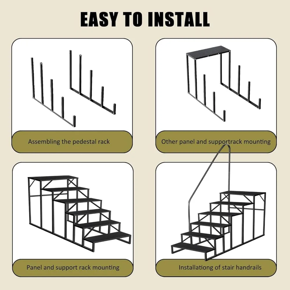 Robuste oberirdische Poolleiter mit 660 Pfund Kapazität, Tritthockergriff, Outdoor-Wohnmobil-Treppe für Camping und Reichweite