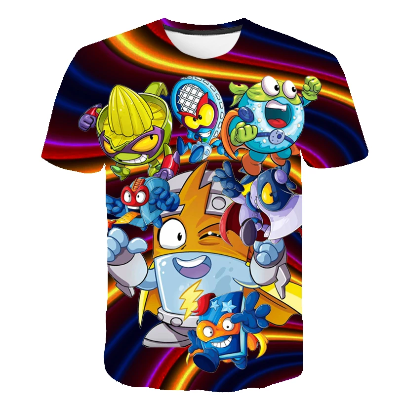 Cartoon Super Zings T-Shirt Boys Girls Summer Print Short Sleeve T Shirt Children Hip Hop Clothes Kids Superthings Harajuku Tee