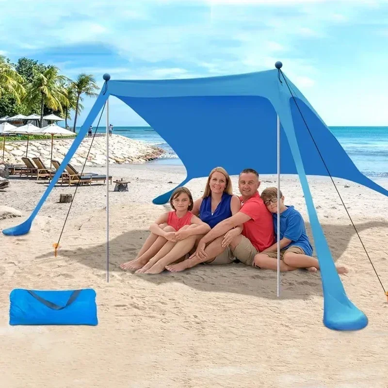 Portable Canopy Pop-up Sunshade Beach Tent UV Resistant Camping Bed Tent Windproof and Sunscreen Sun Shelter Canopy Garden House