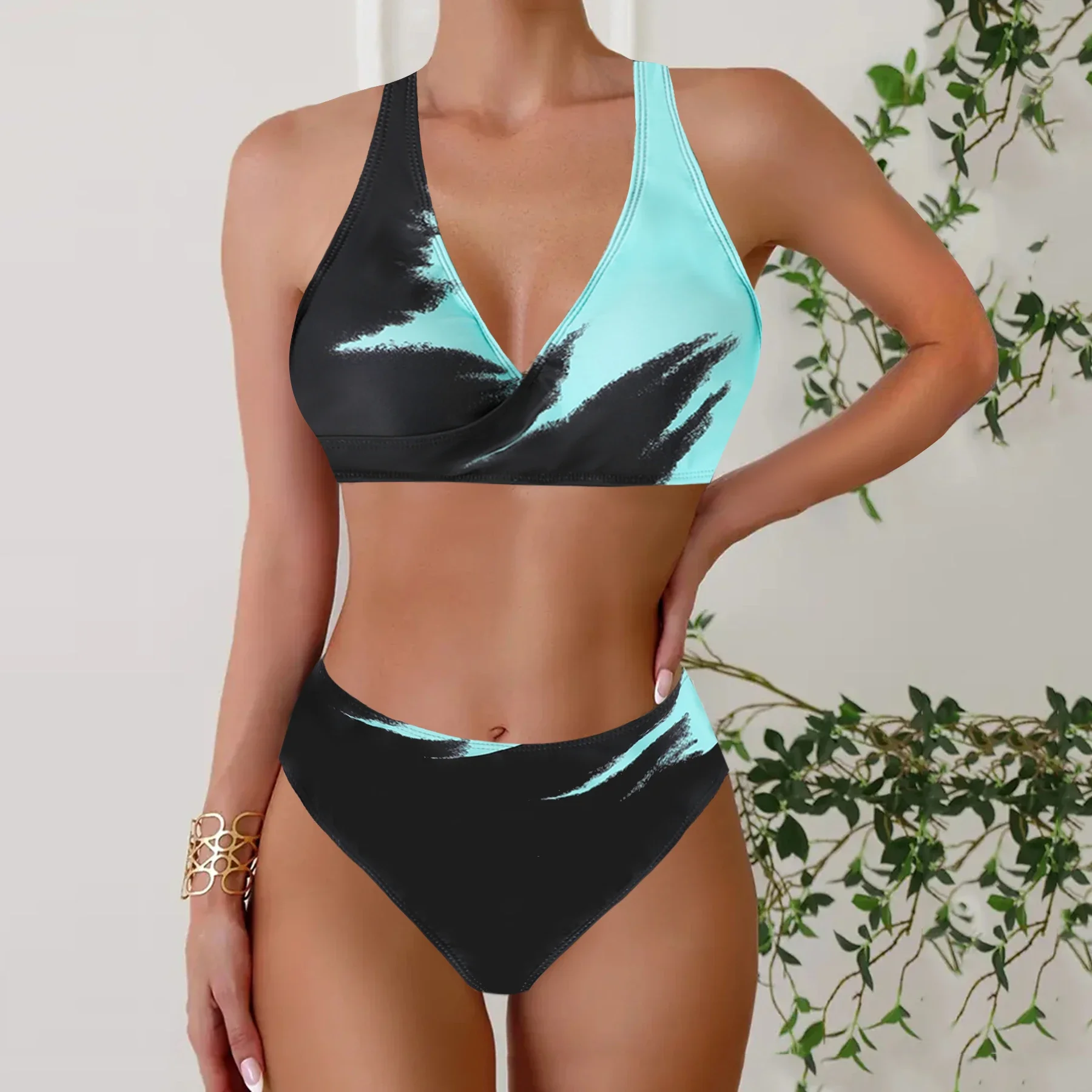 Set costume da bagno tankini da donna, costume da bagno in due pezzi senza schienale con stampa floreale, costumi da bagno alla moda con canotta e pantaloncini bikini sexy