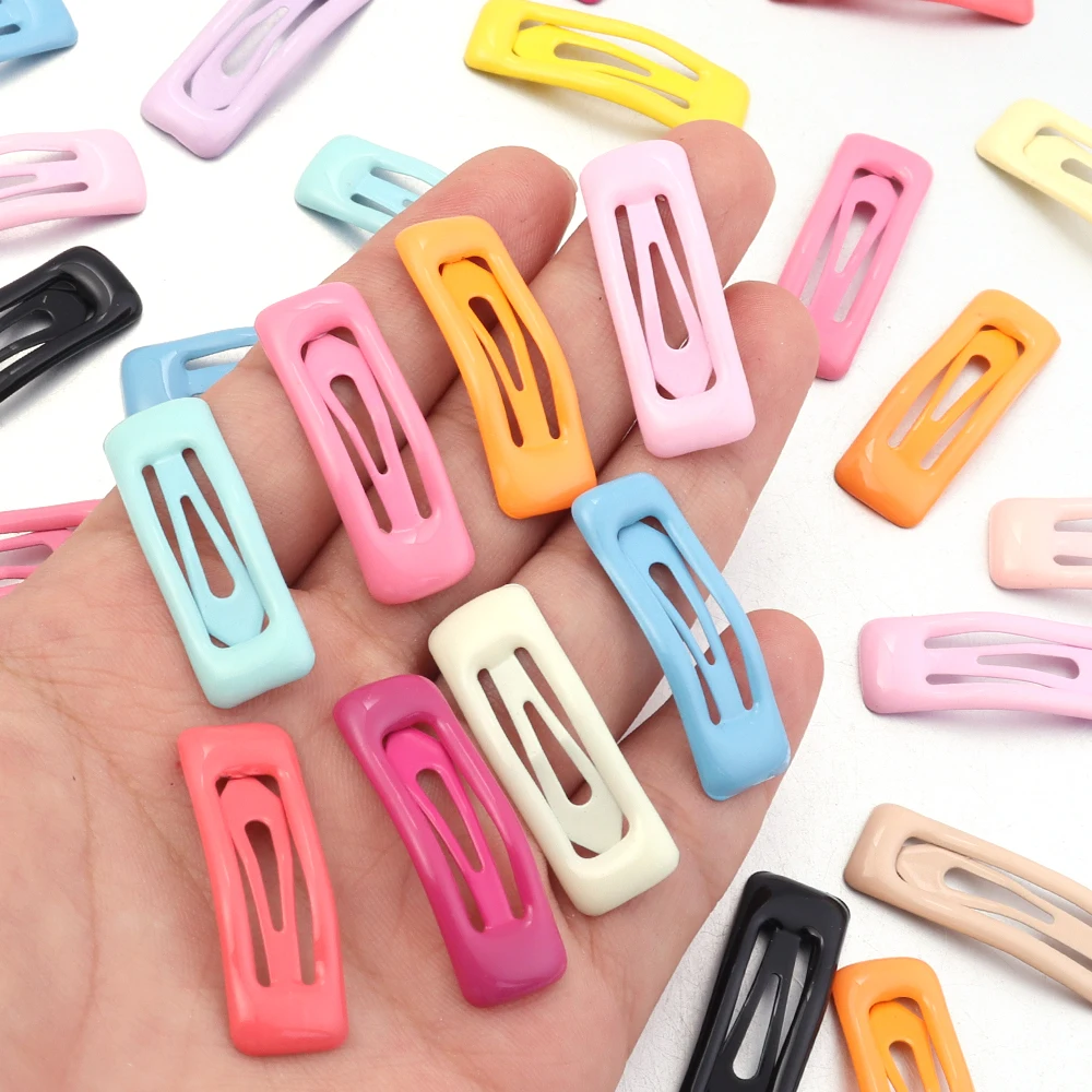 20 Stück/Set 10x30mm Bonbonfarbene Metall-Haarspangen Quadratische BB-Haarspange Haarklammer für Mädchen Haarspange für Pony und kleines Haar