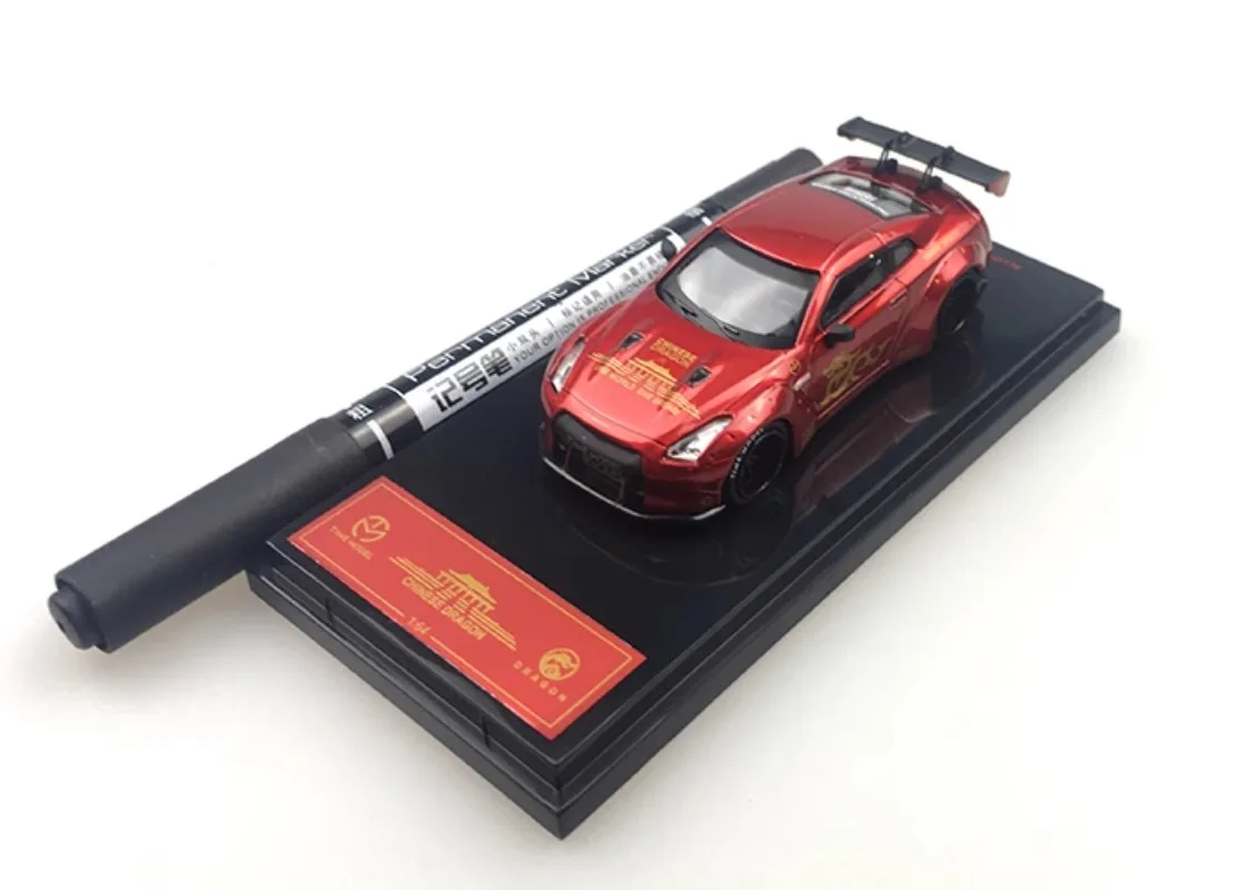 Diecast 1/64 skala TIMEMODEL GTR aluminiowy Model samochodu wysokie skrzydło ogonowe zagraj w pojazdy zabawki dla chłopców oryginalne pudełko