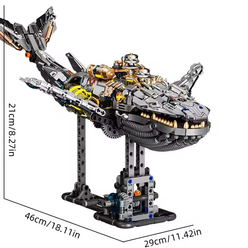 Nuevo juego técnico de vida marina de ballena mecánica del mundo Animal con bloques de construcción ligeros, modelo de ladrillos, juguetes de ensamblaje para niños, regalo para niños