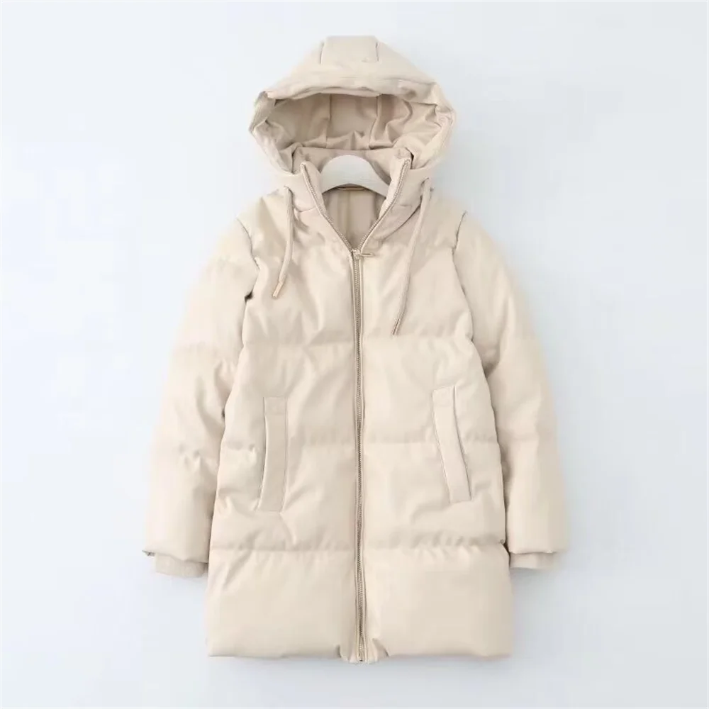 PB&ZA2024 Autumn New Women\'s Fashion and Casual Style Versatile Loose Solid Color Hooded Cotton Jacket