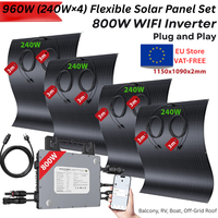 960W Solar Panel Kit (4 x 240W) + 800W Micro Inverter | Plug & Play Balcony PV System with IP67 Panels, 17.55% Efficiency, grid-ti