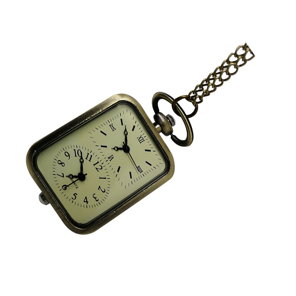 

1Pcs Retro Pocket Watch Necklace Vintage Double Movement Pendant Hanging Fashion Timekeeping Gift for Men Women