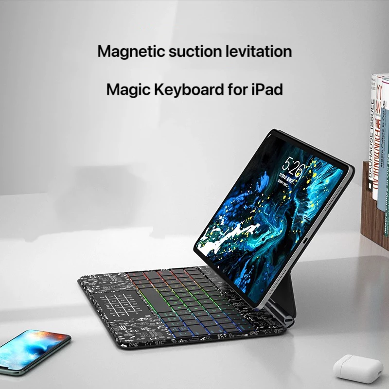Printed Magic Keyboard is suitable for Apple tablets, digital touchpad all-in-one Bluetooth mouse set