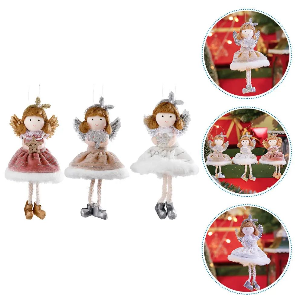 

3Pcs Christmas Tree Hanging Ornament Fabric Angel Xmas Hanging Decoration Home Party Decor Xmas Supplies