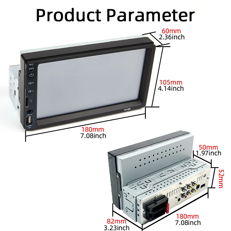 Hippcron Autoradio 1 Din MP5 Multimediaspeler Mirror Link HD 7 \