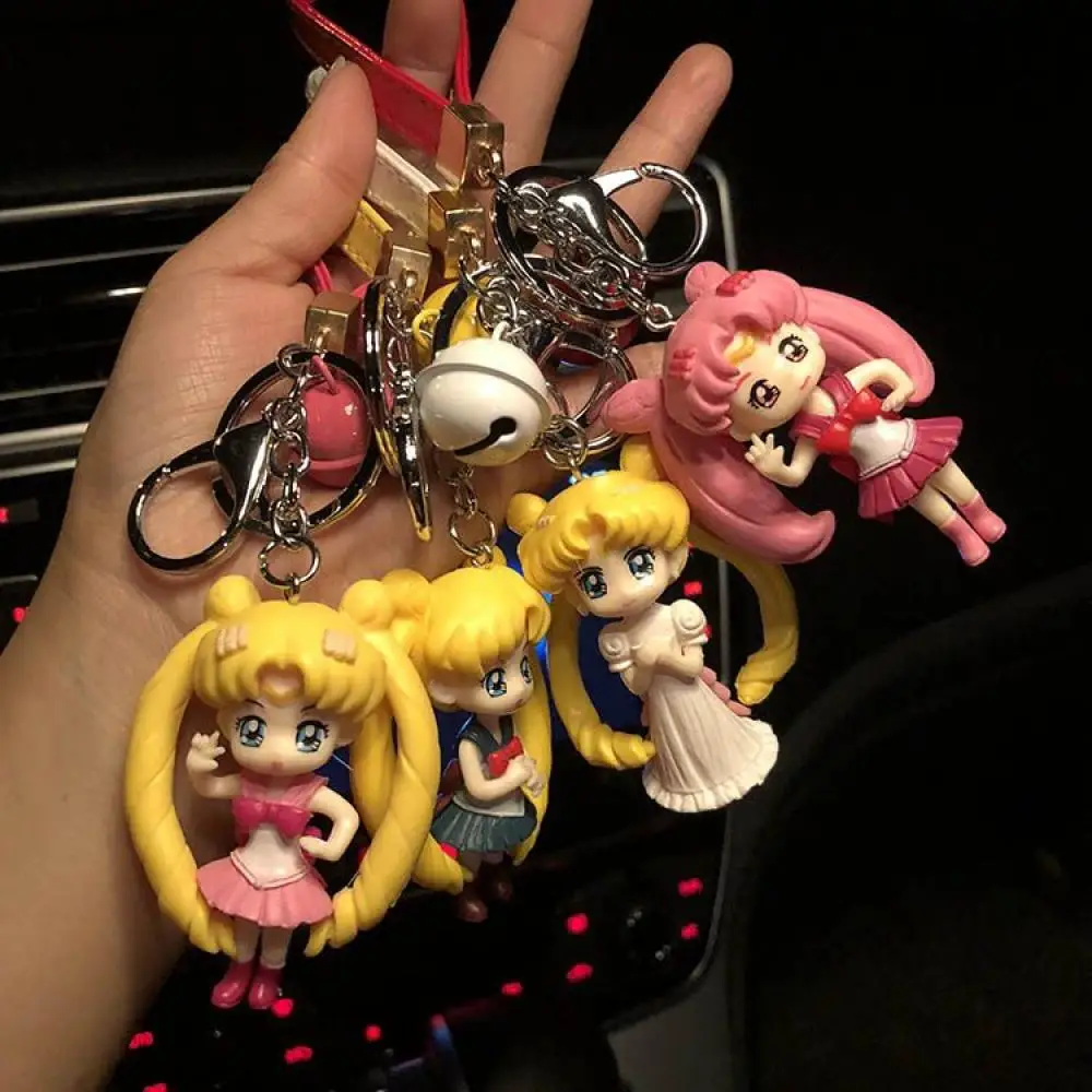 세일러 문 츠키노 우사기 애호가 키 버클 레인보우 자동차 키체인 배낭 펜던트, 애니메이션 주변기기, 어린이 장난감, 명절 선물