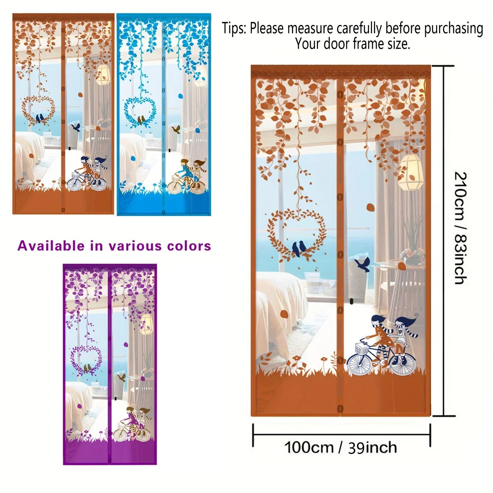 Magnetic Door Screen Curtain Automatic Closing Mosquito Proof Net with Powerful Magnets Home Decor Summer Ventilation