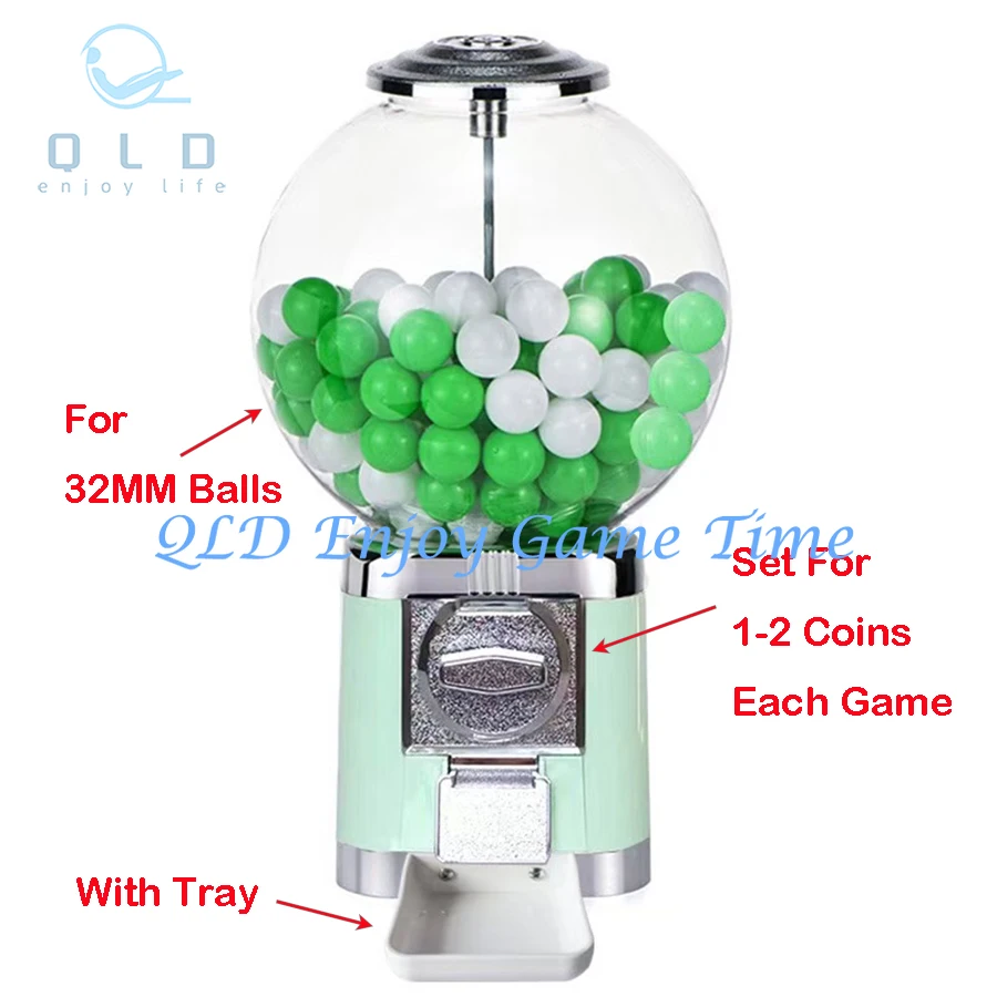 

32MM Gumball Capsules Small Commercial Twisting Egg Machine, Desktop Toy Lottery Vending Machine with Tray, Coin Operated