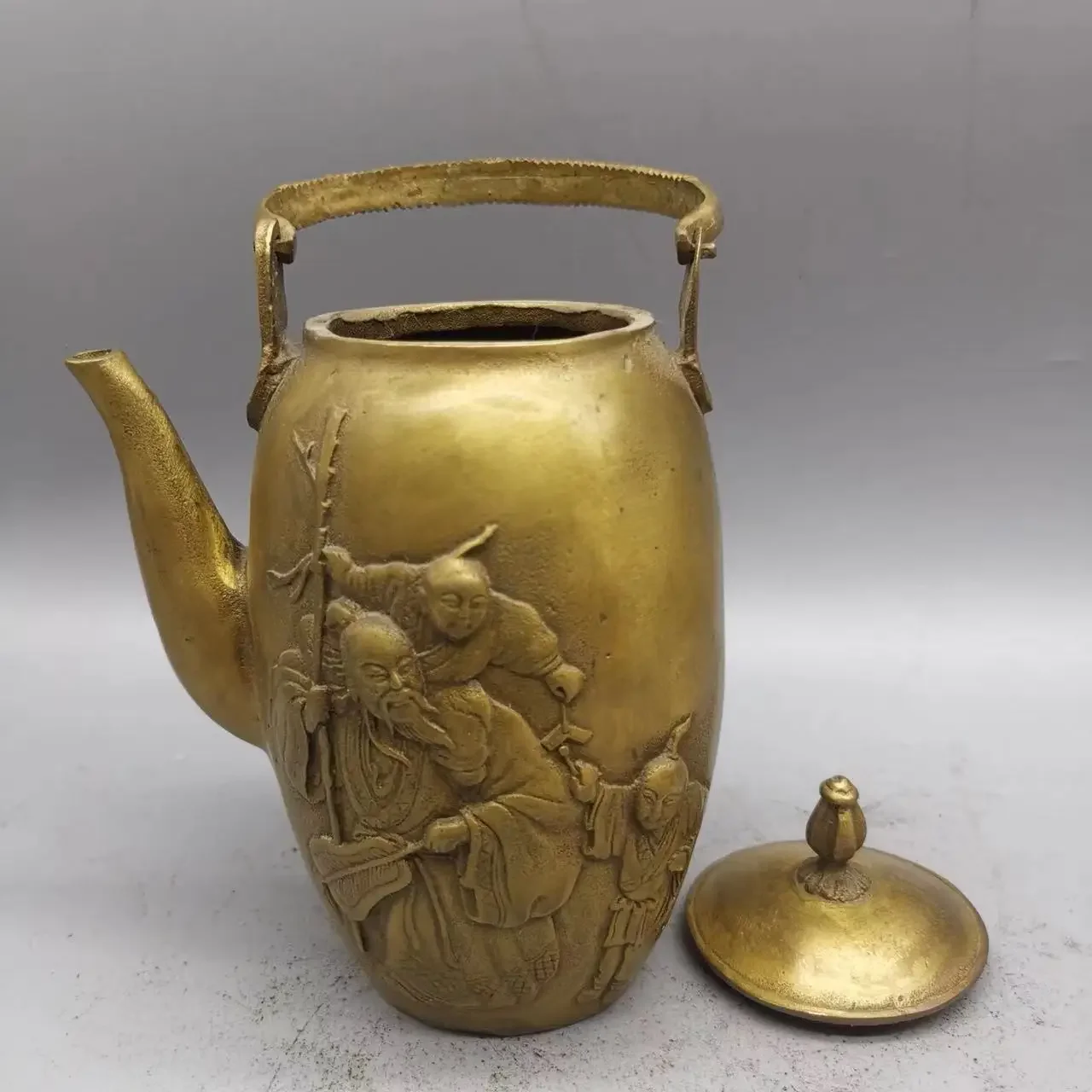 Antique antique wholesale antique copper pot character pot wine pot, old objects country collection, kettle home craftsmanship