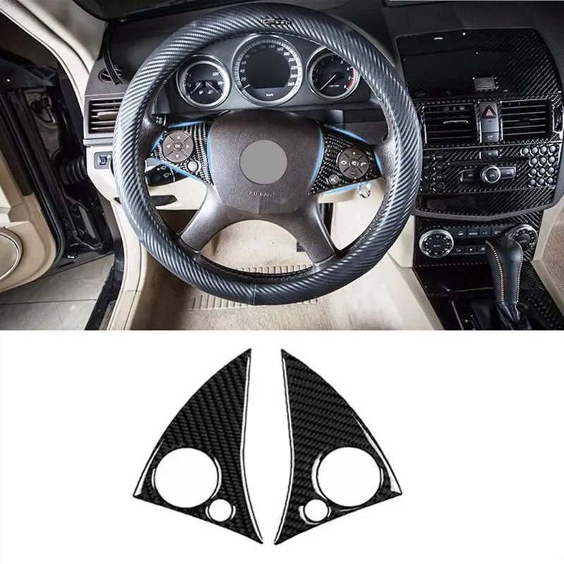

Carbon Fiber Stickers Car Steering Wheel Buttons Frame Cover Trim For Mercedes Benz C Class W204 2007-2010 Interior Accessories