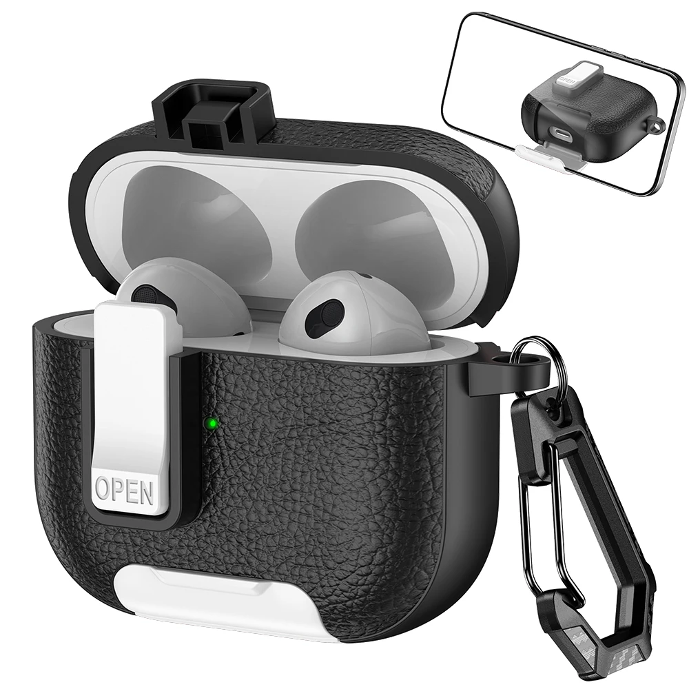 حافظة جلدية لأجهزة AirPods 4 3 2 1 Pro 2 غطاء سماعة بلوتوث لاسلكية حافظات واقية مضادة للضياع أكياس سماعة الرأس