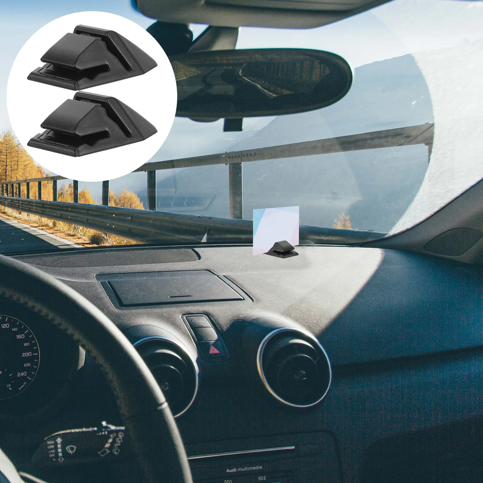

2pcs Car Windshield Parking Ticket Self Adhesive Plastic Windscreen Permit Holder Clip Auto Accessories Black Transparent