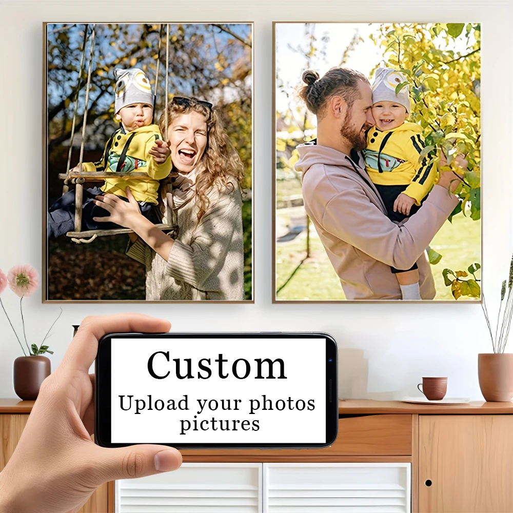 2 Stück/Set individueller Leinwanddruck, personalisiertes Foto, geeignet für Familienleben, Haustiere, Landschaft, Paar, Hochzeiten, Heimdekoration, Poster, Geschenke